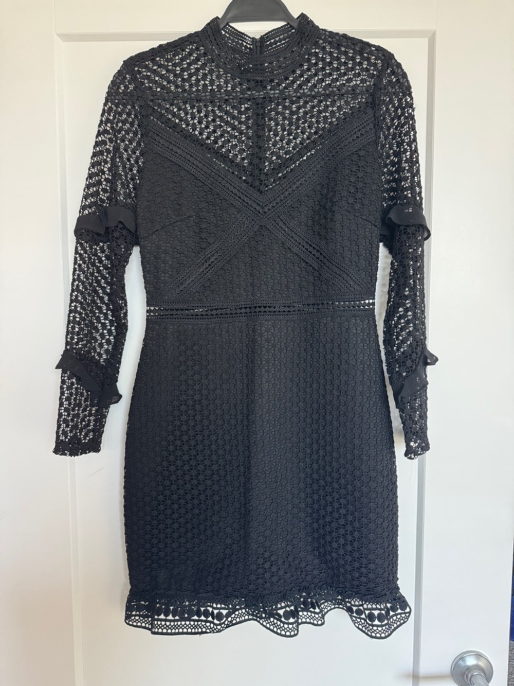 Two Sisters The Label Black Lace Long-Sleeve High Neck Dress - 6 - NWT